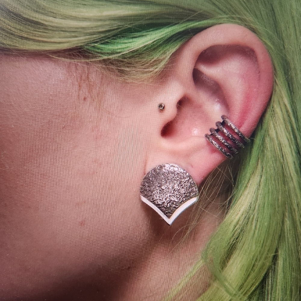 Discontinued Sterling Silver And Patina Shield Earrings